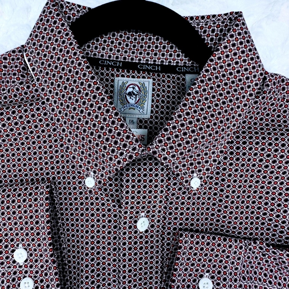 Cinch Mens Geometric Print Button Down Western Shirt Multicolor MTW1105454 M‎